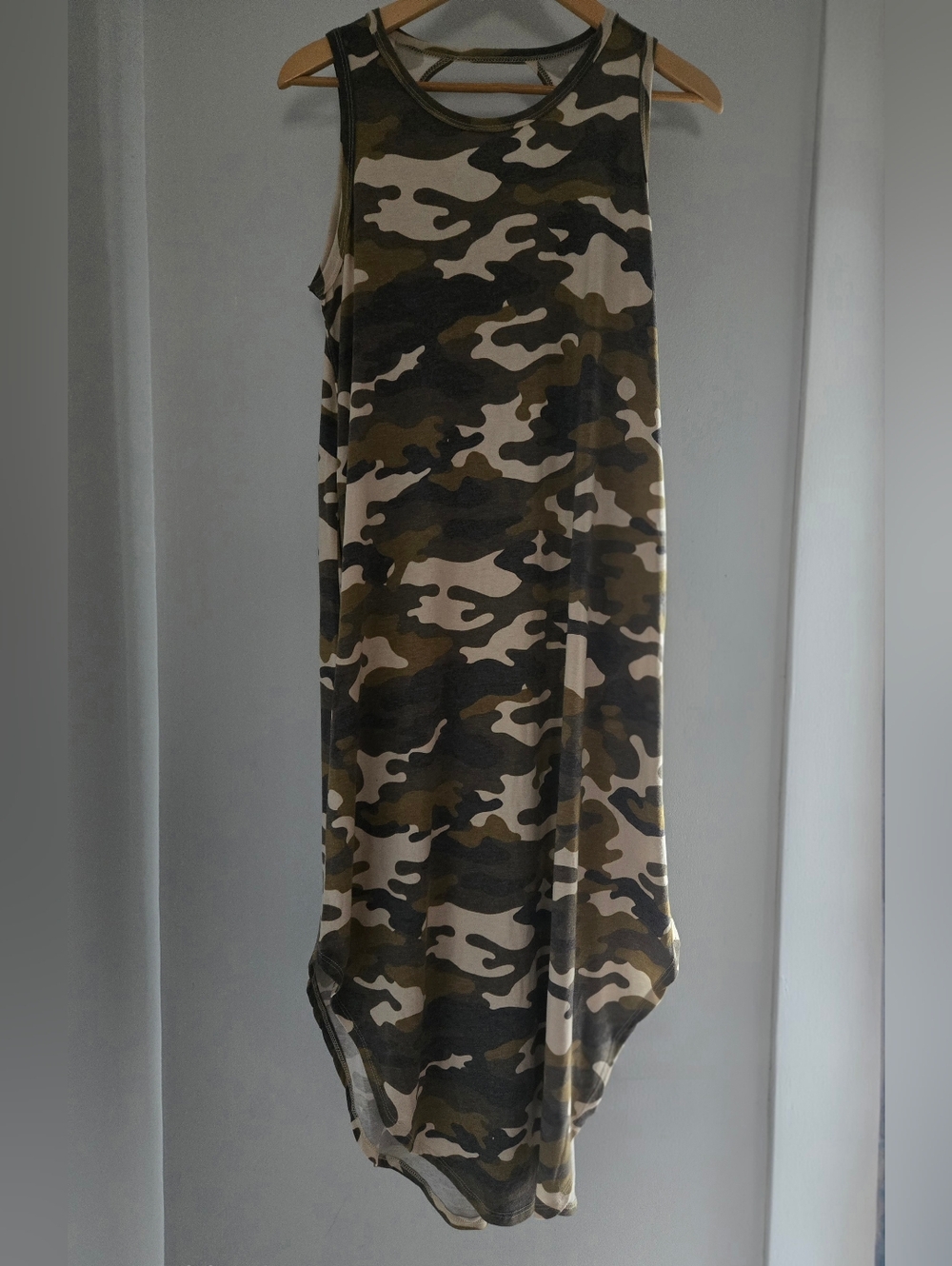 New MITTOSHOP Sleeveless Camo Maxi Dress - Olive Green & Tan